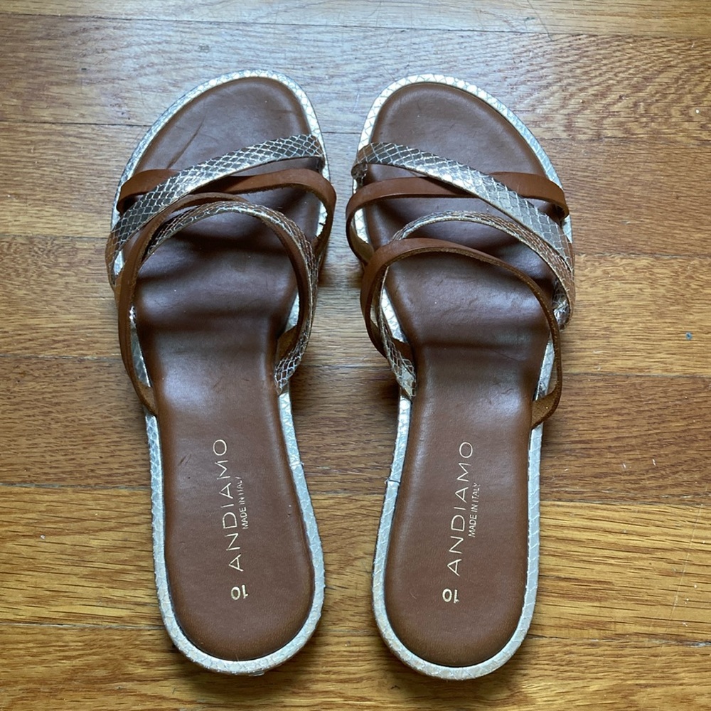 Brown Leather Criss-Cross Sandals
